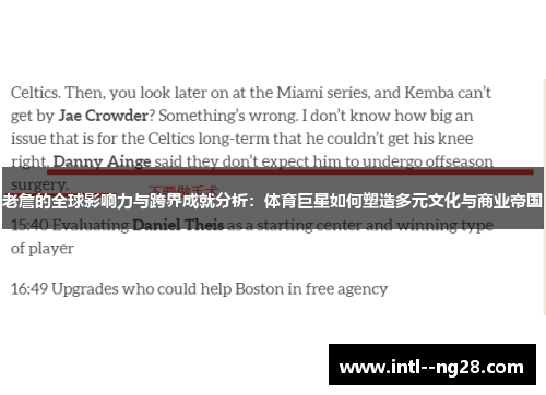 老詹的全球影响力与跨界成就分析：体育巨星如何塑造多元文化与商业帝国